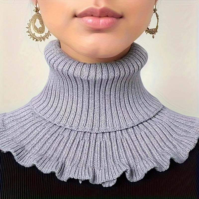 Elegant Knitted Turtleneck Neck Scarf for Women