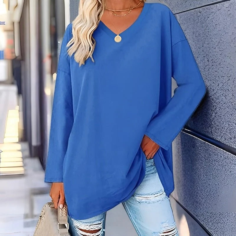 Your Trendy Long-Sleeved Shirt With V-Neck For Comfort