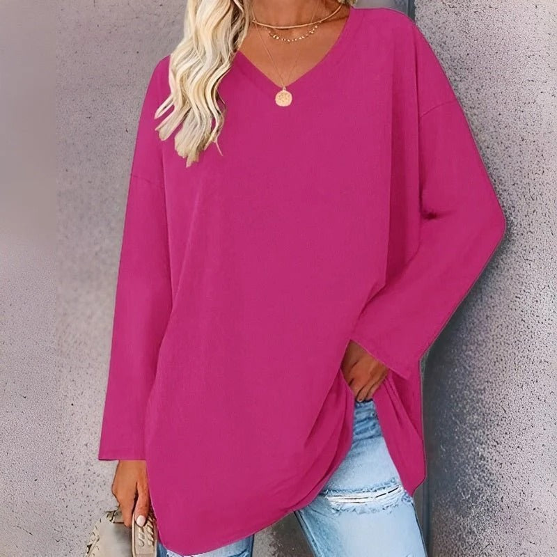 Your Trendy Long-Sleeved Shirt With V-Neck For Comfort