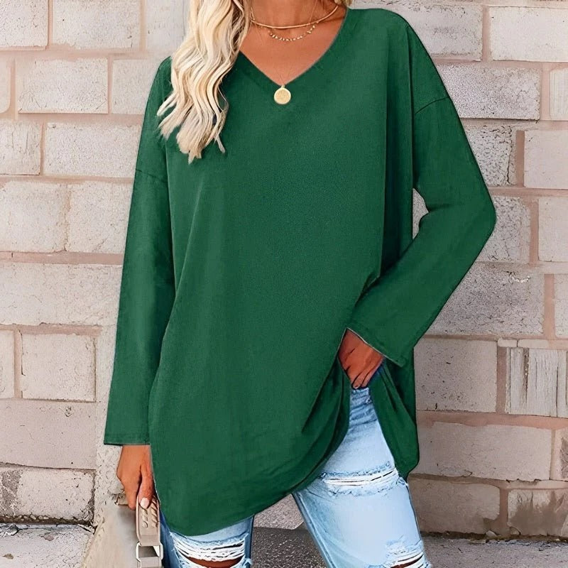Your Trendy Long-Sleeved Shirt With V-Neck For Comfort