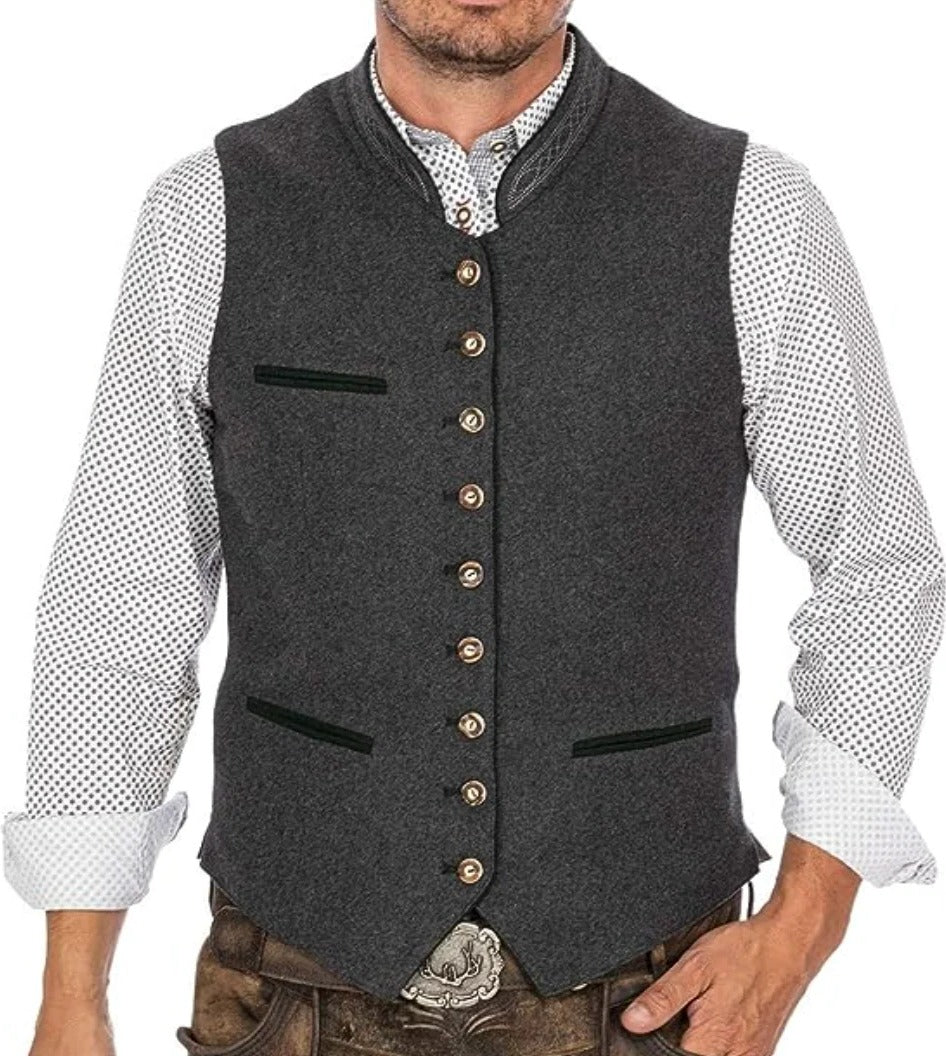 Elegant Men's Traditional Vest In Gray