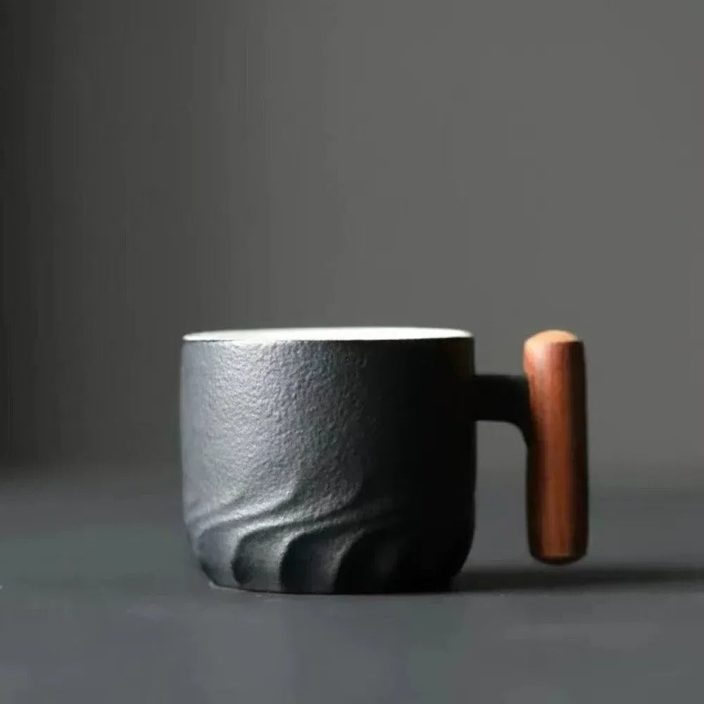 Vintage Espresso Cups With Wooden Handle