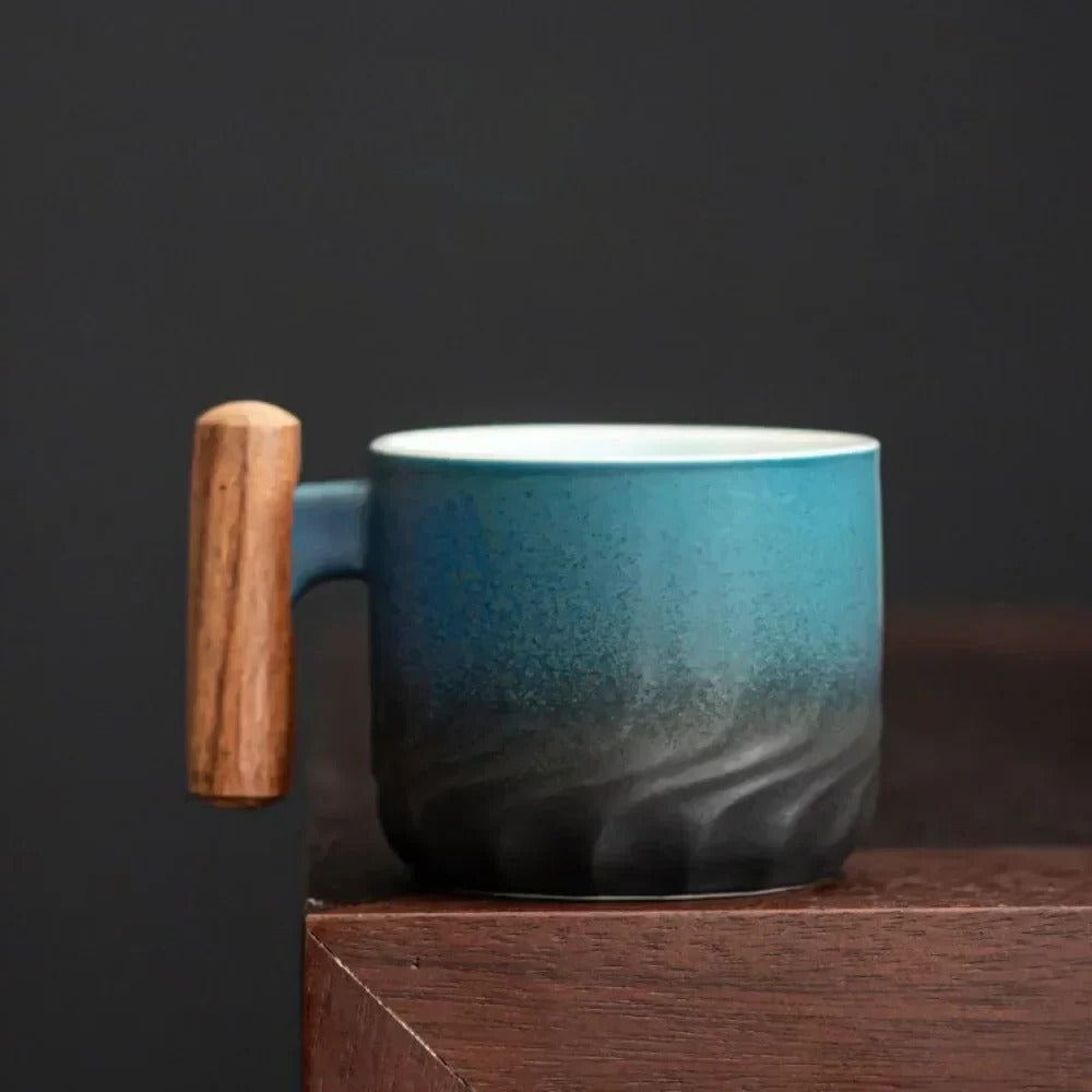 Vintage Espresso Cups With Wooden Handle
