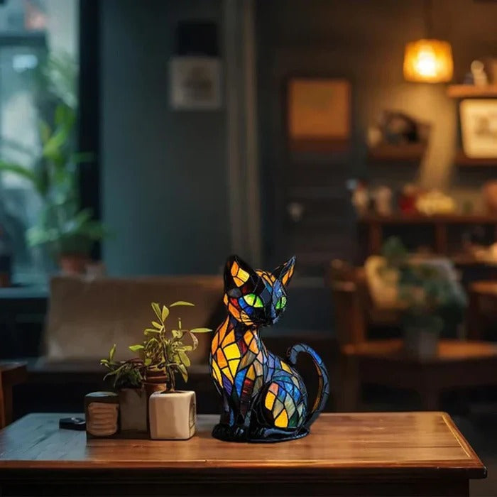 Stained Glass Cat Table Lamp