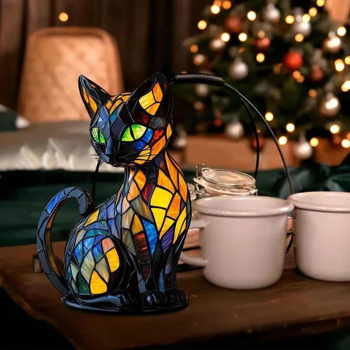 Stained Glass Cat Table Lamp