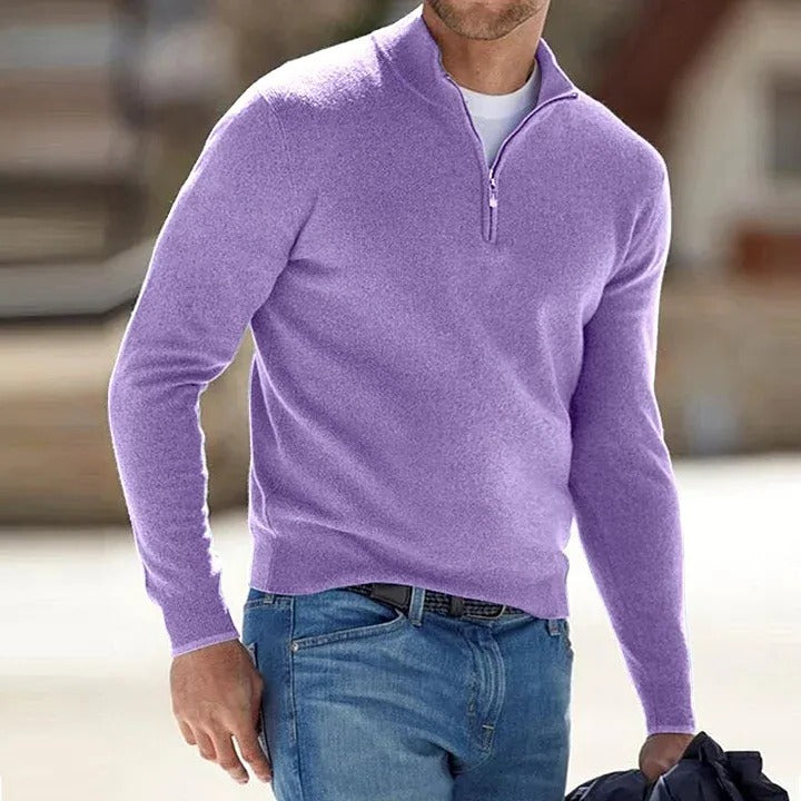 Men's Cashmere Zipper Basic Sweater