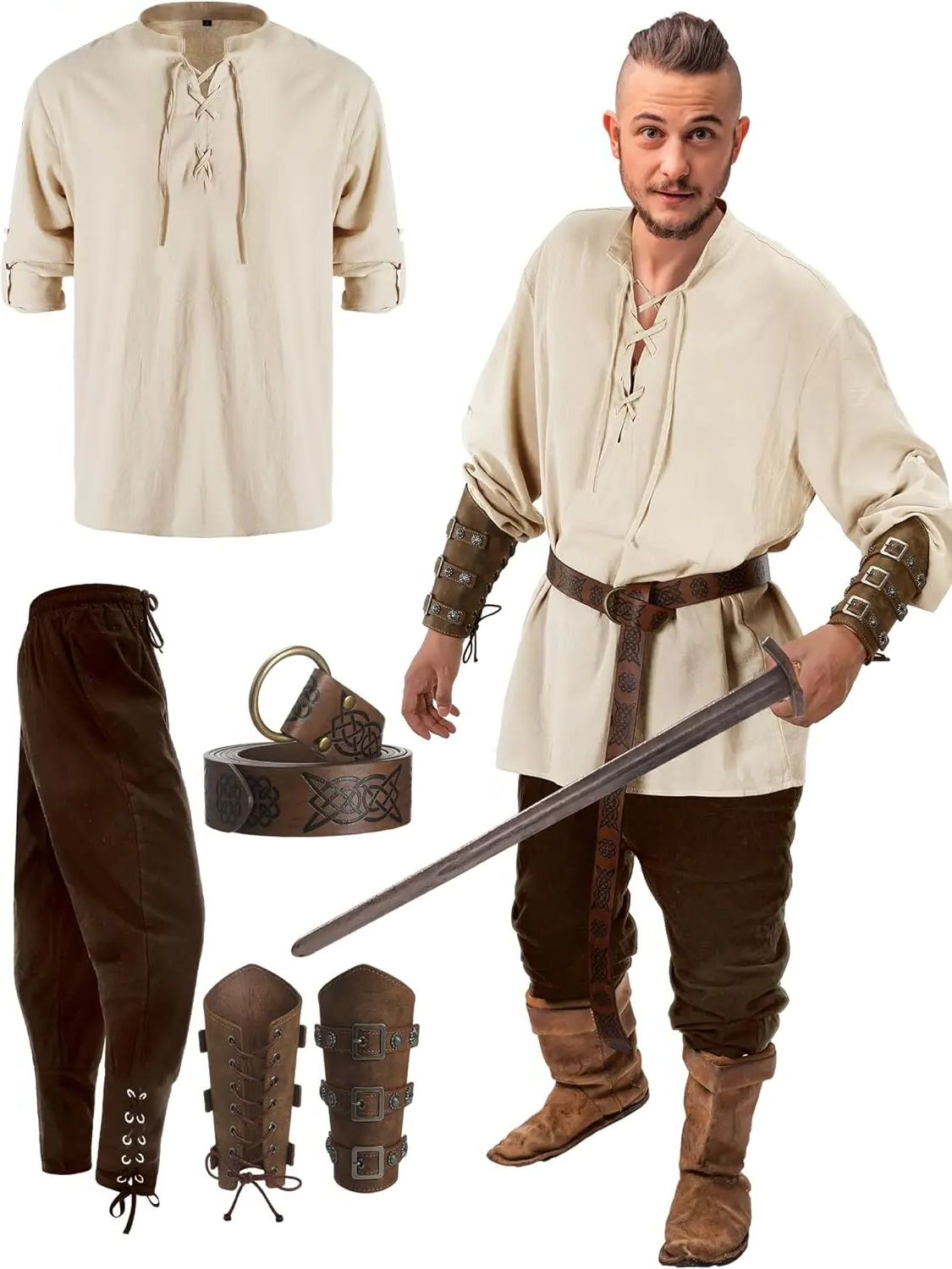 Official 4 Pcs Men's Pirate Costume