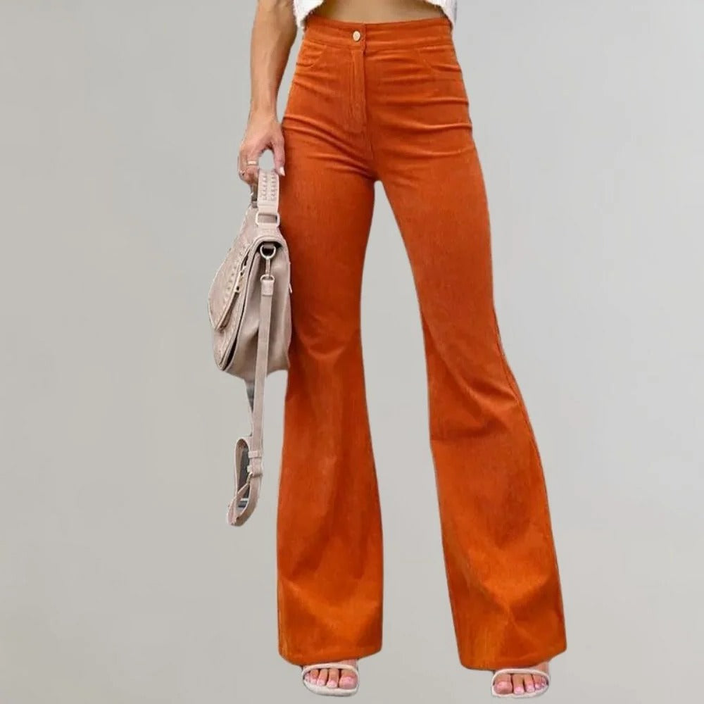 Trendy Corduroy Flared Trousers