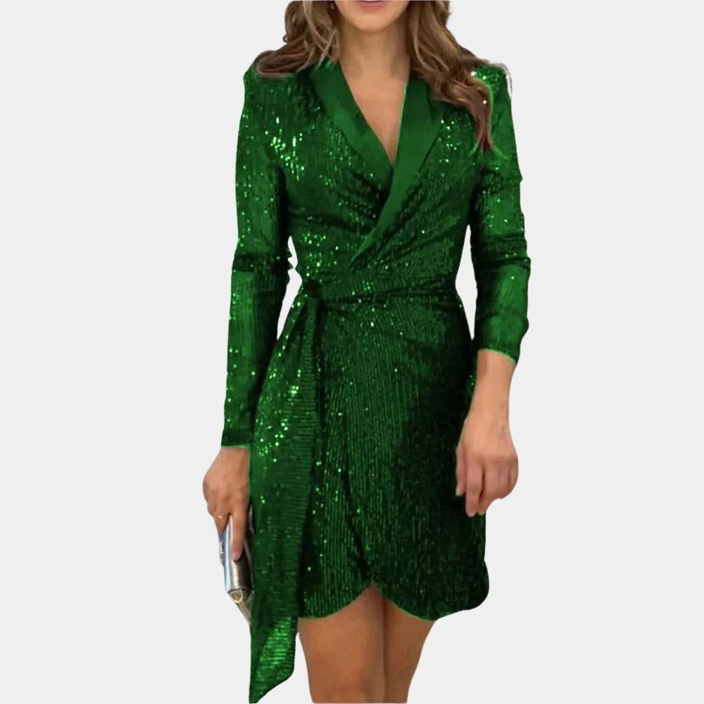 Elegant Ladies Blazer Dress With Belt