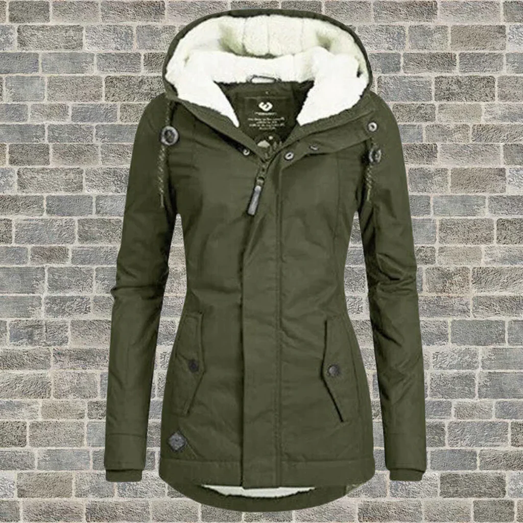Pleated cotton coat with hood