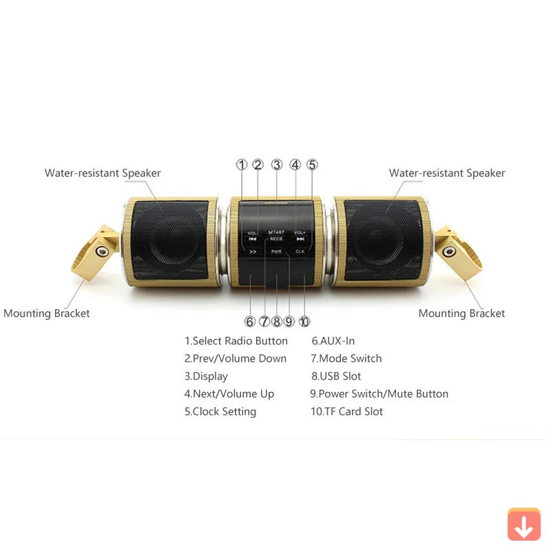 Motorcycle Bluetooth Speaker with FM Radio
