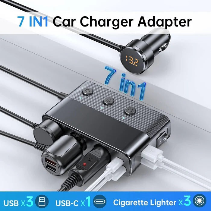 7-in-1 Car Cigarette Lighter Adapter