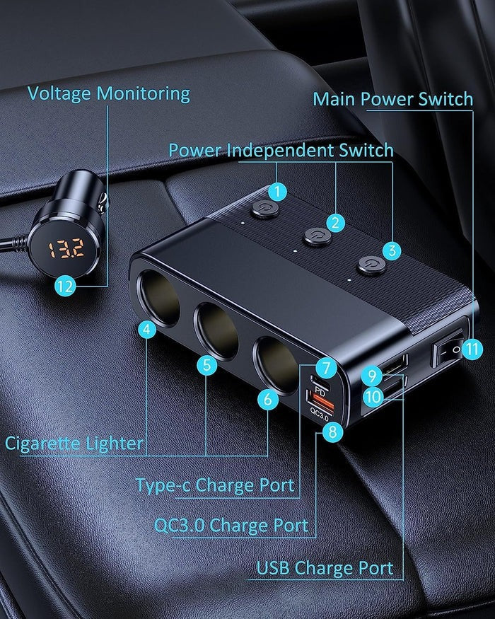 7-in-1 Car Cigarette Lighter Adapter