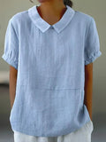 Solid Color Cotton and Linen Top