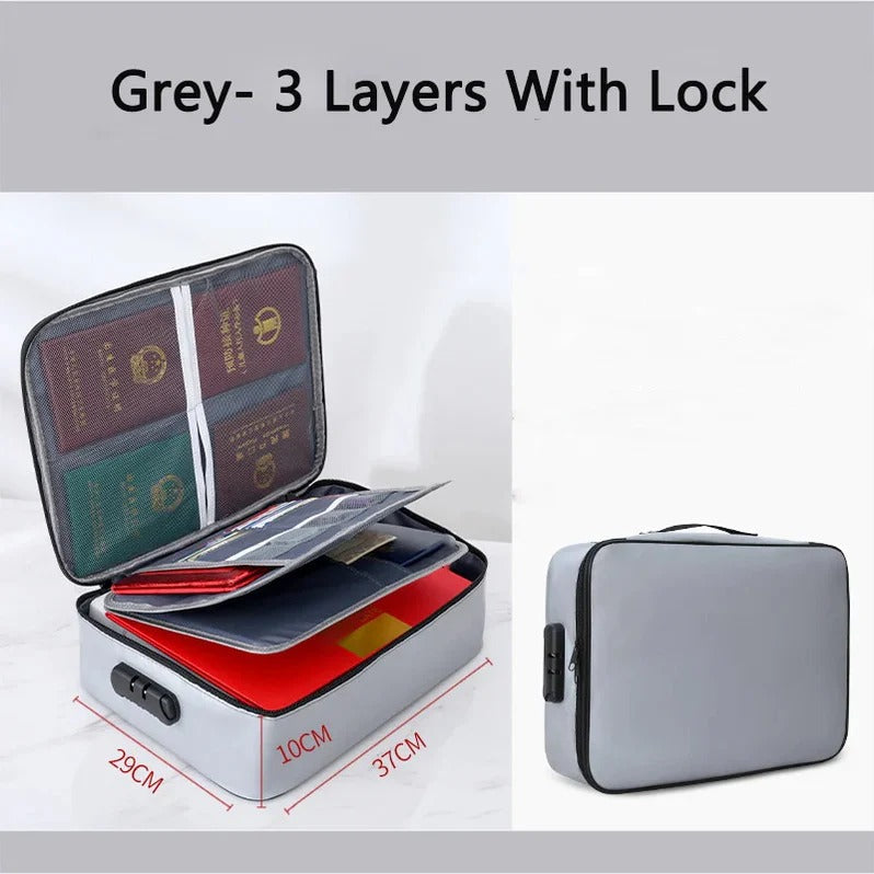 Document Organizer - Multi-Layer Safety Bag with Zipper for Cards, Files, and Travel Storage