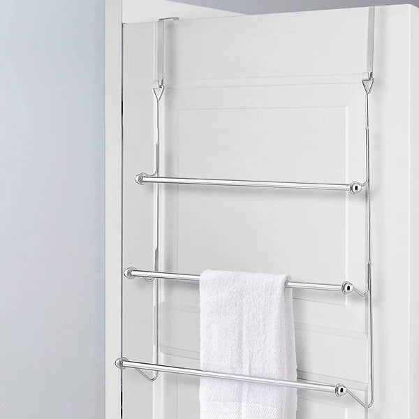 Over The Door Bathroom Towel Bar Rack Holder