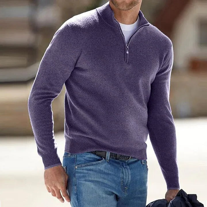 Men's Cashmere Zipper Basic Sweater