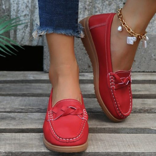 Women shoes Soft Leather Slip on Walking Loafers Shoes