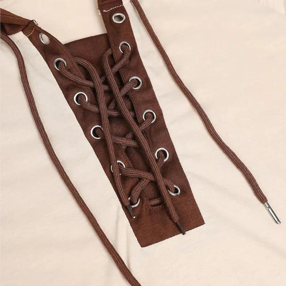 Modern men's sweatshirt with lace-up closure and hood
