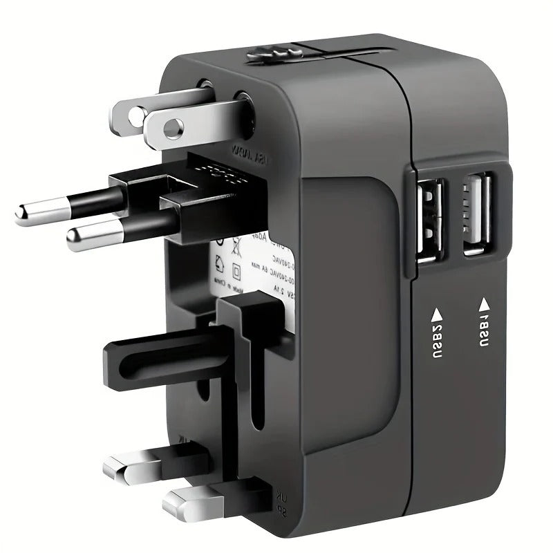 Worldwide Travel Adapter with Dual USB Charging Ports