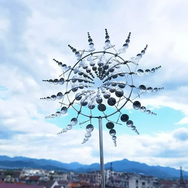 Metal Garden Windmill - Dual Motion Decorative Wind Spinner for Unique Garden Decor & Perfect Gift