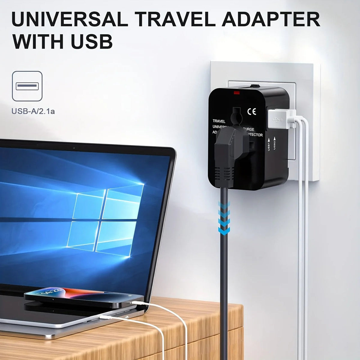 Worldwide Travel Adapter with Dual USB Charging Ports