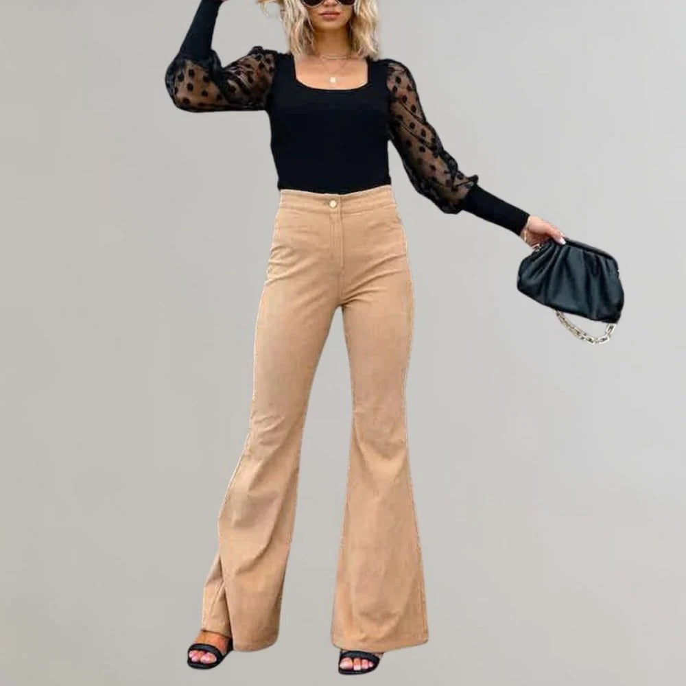 Trendy Corduroy Flared Trousers