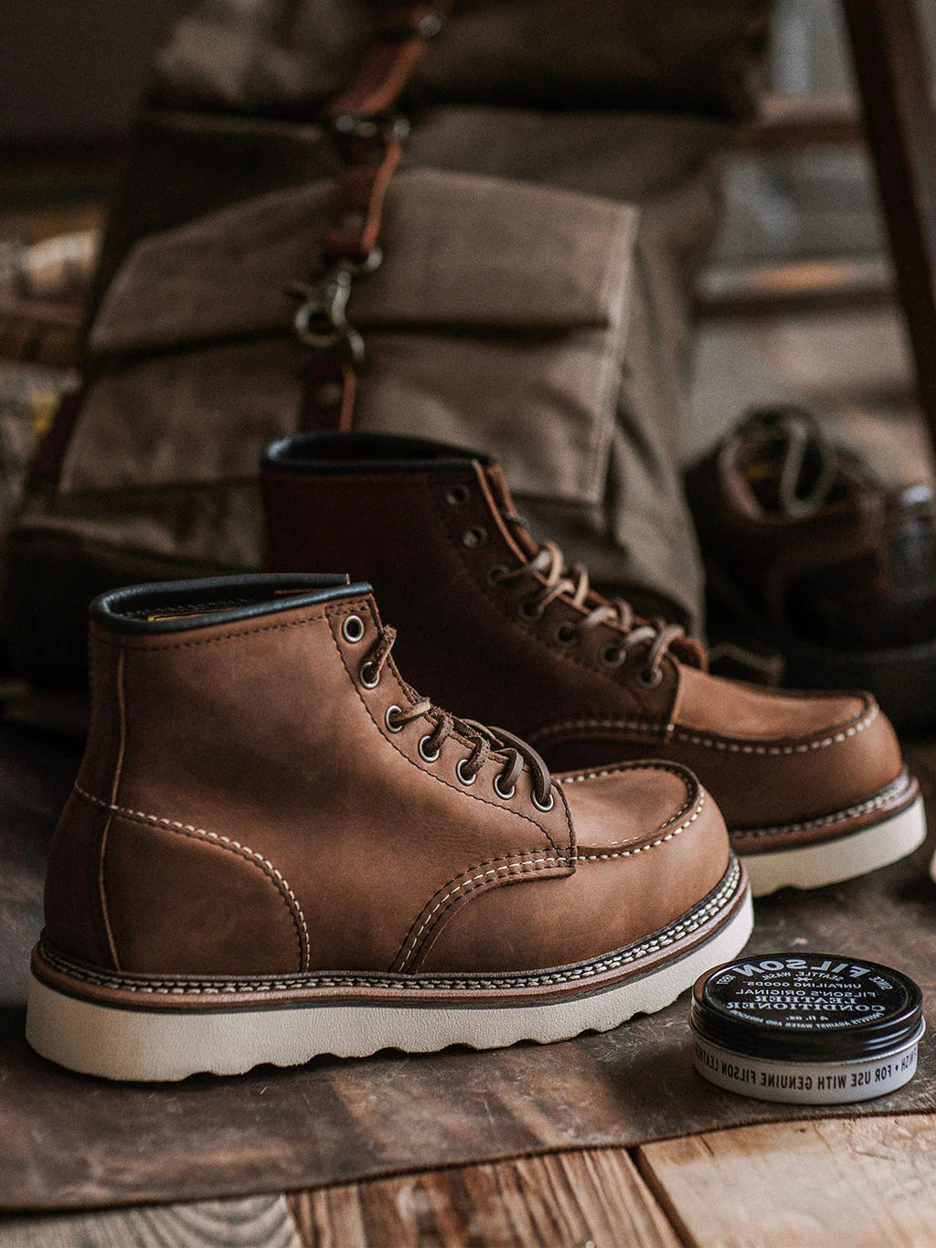 Men's Full Grain Leather Moccasin Toe Work Boots