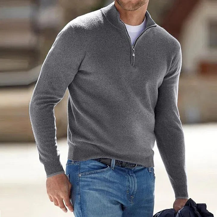 Men's Cashmere Zipper Basic Sweater