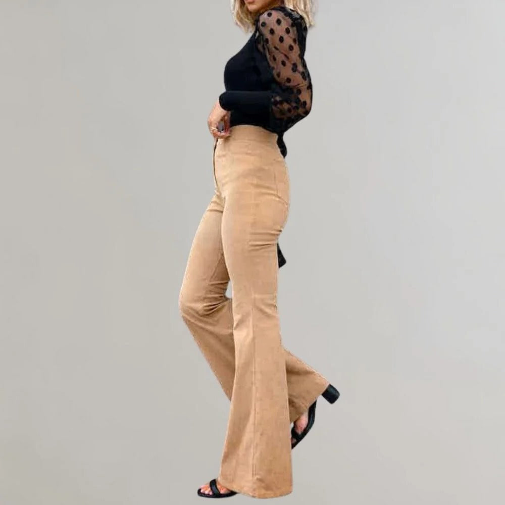 Trendy Corduroy Flared Trousers