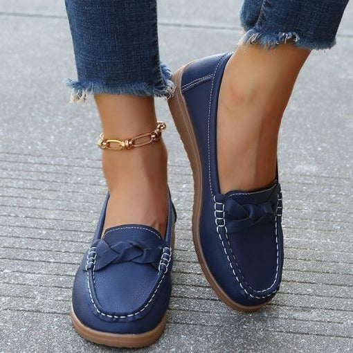 Women shoes Soft Leather Slip on Walking Loafers Shoes