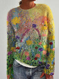Flower Oil Painting Art Cozy Sweater