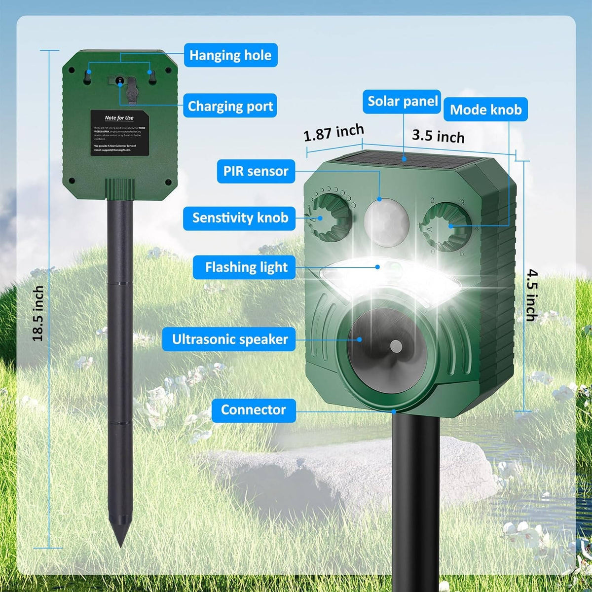 Advanced Ultrasonic Outdoor Cat And Dog Deterrent