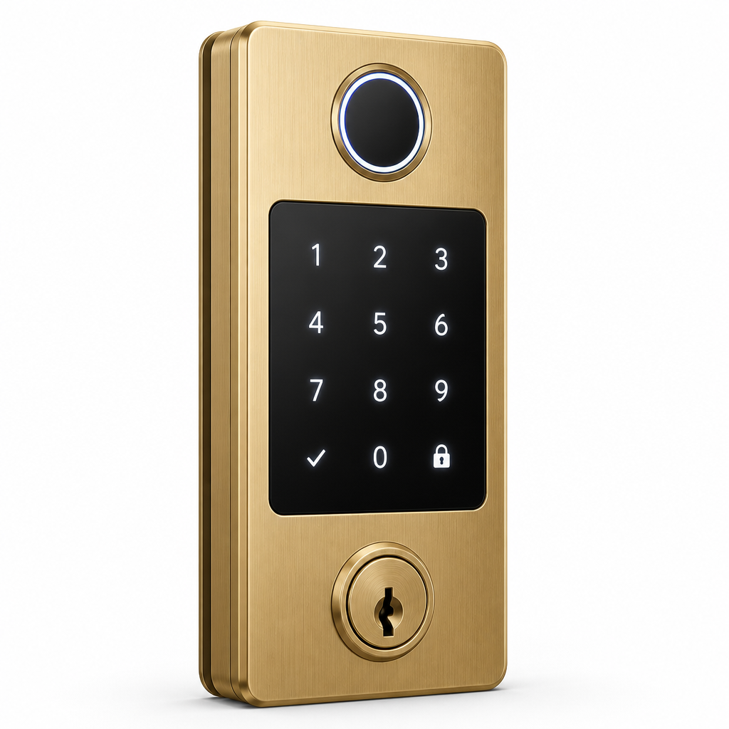 ORISVERA Gold Biometric Smart Deadbolt - Fingerprint and Keypad Entry