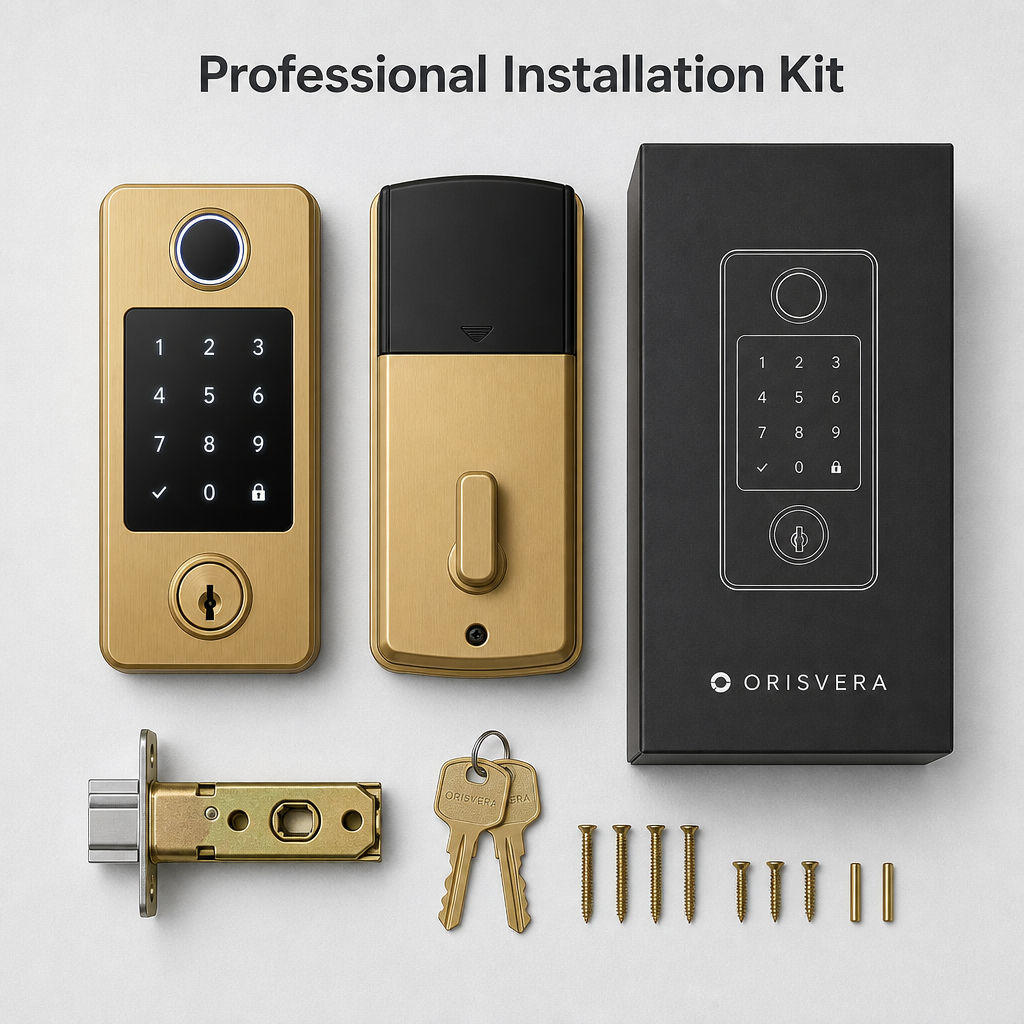 ORISVERA Gold Biometric Smart Deadbolt - Fingerprint and Keypad Entry