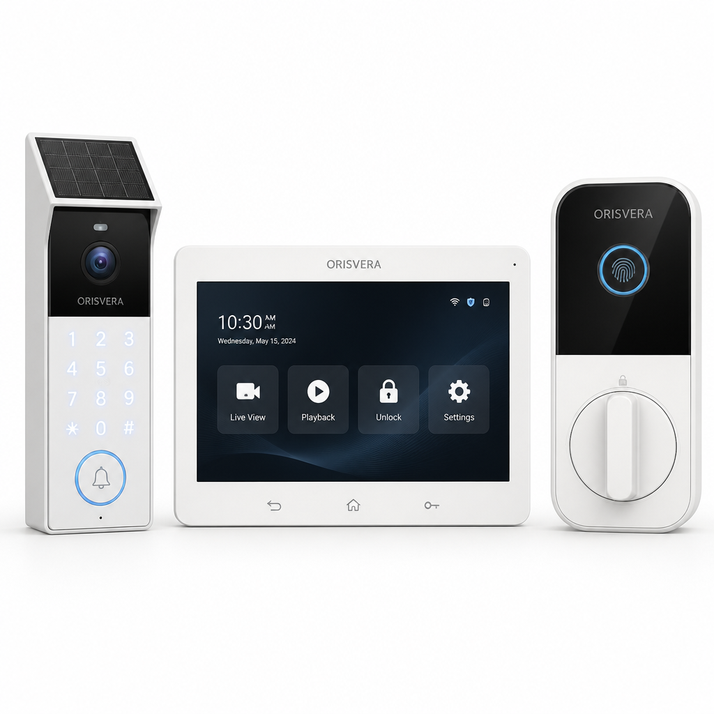 ORISVERA Solar Video Intercom and Smart Lock Kit - 2K Night Vision, Two-Way Audio