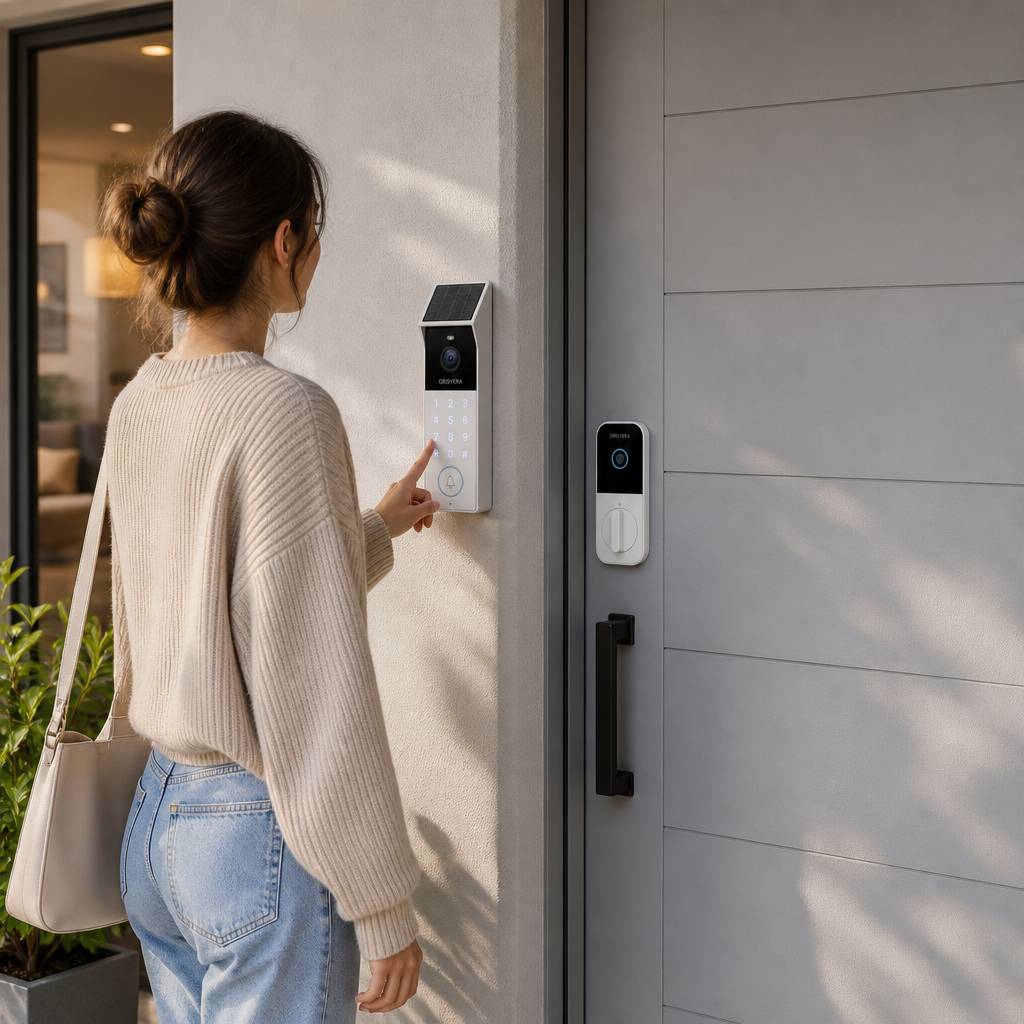 ORISVERA Solar Video Intercom and Smart Lock Kit - 2K Night Vision, Two-Way Audio