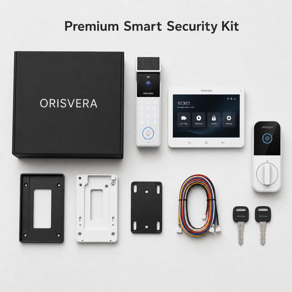ORISVERA Solar Video Intercom and Smart Lock Kit - 2K Night Vision, Two-Way Audio