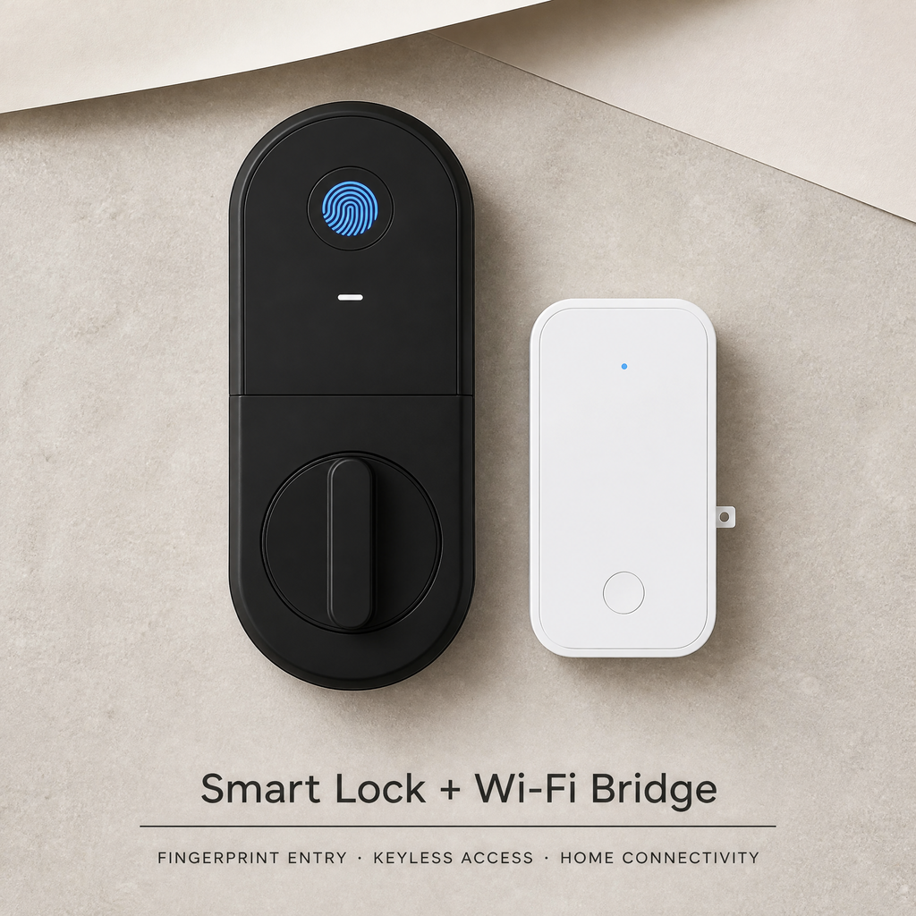 ORISVERA Biometric Smart Lock with Wi-Fi Bridge - Fingerprint and Keypad Entry