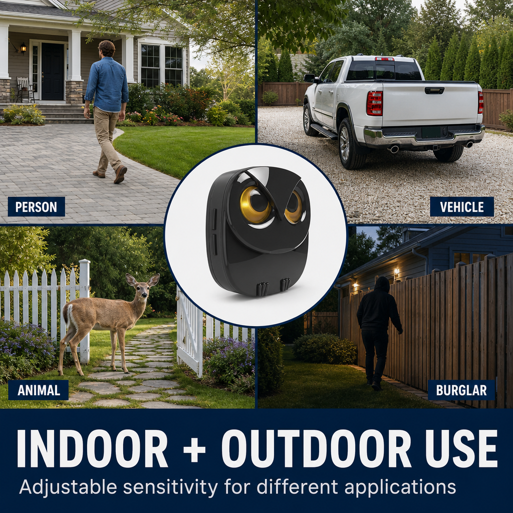 Wireless Driveway Alarm System with 1 Receiver and 2 Motion Sensors — 1/2-Mile Range