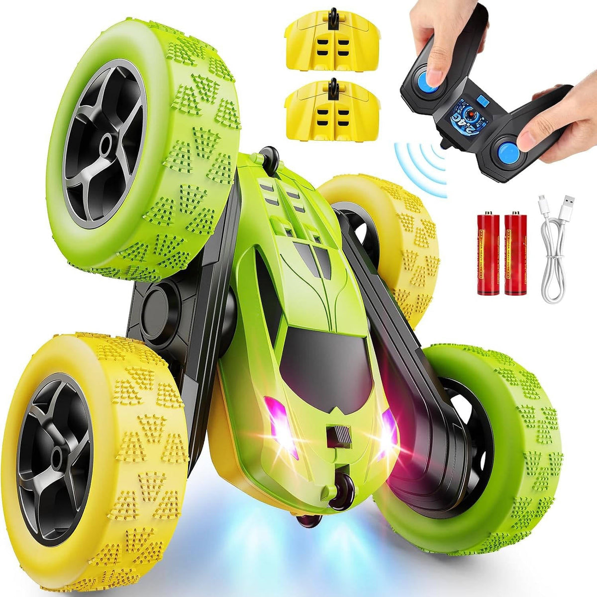 RC Cars Toys for Kids Ages 6 to 12 with LED Lights & 360° Flips