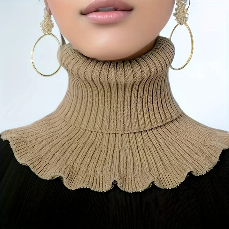 Elegant Knitted Turtleneck Neck Scarf for Women