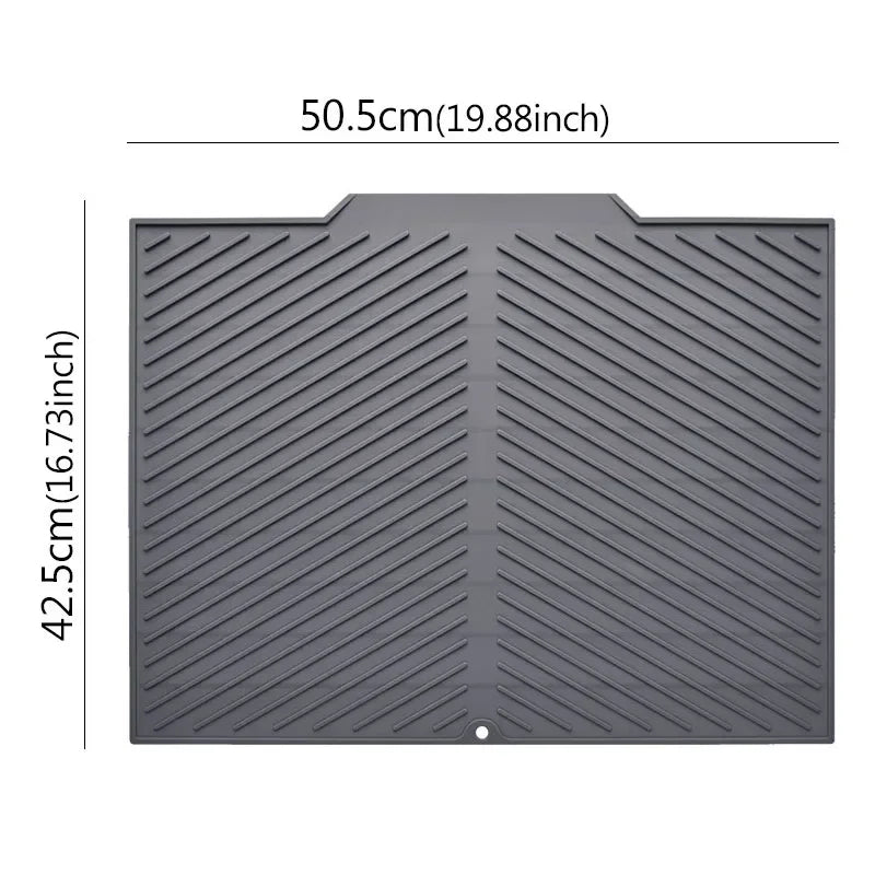 Silicone Dish Drying Mat with Drain Design