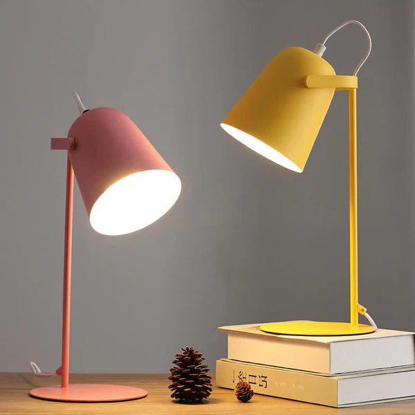 Nordic Macaron Color Creative Iron Bucket Design Light Table Lamp