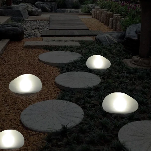 Solar Pebble ABS Sandblasted LED Outdoor Landscape Glass Light