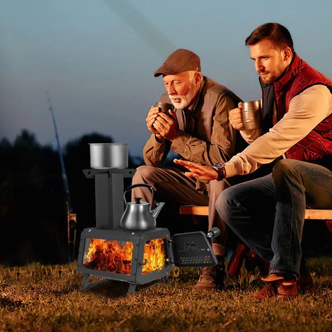 Portable Wood Burning Camping Cooking Heater Stove