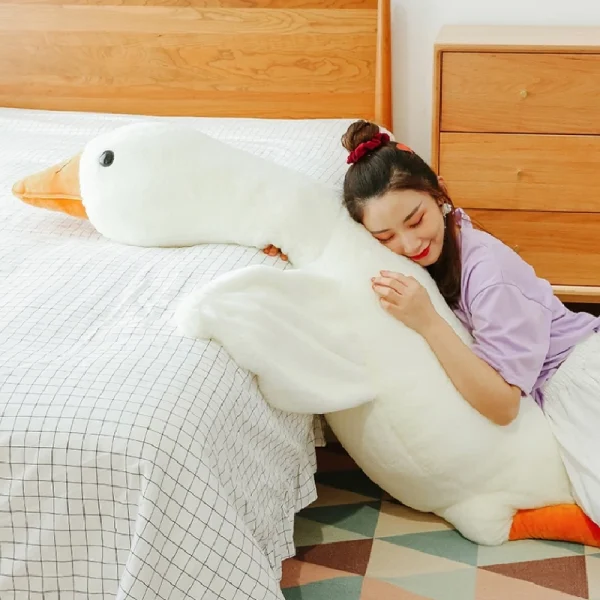 Big White Goose Throw Pillow Duck Sleeping Plush Toy Big Goose Doll Stuffed Toy