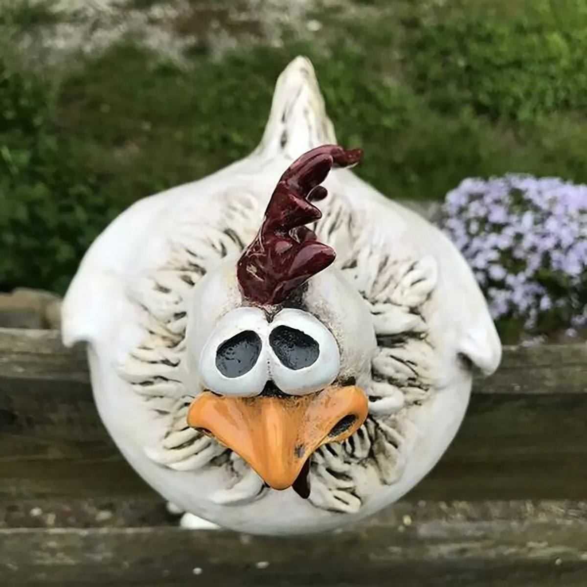 Funny Chicken Fence Decor – Resin Garden Statues