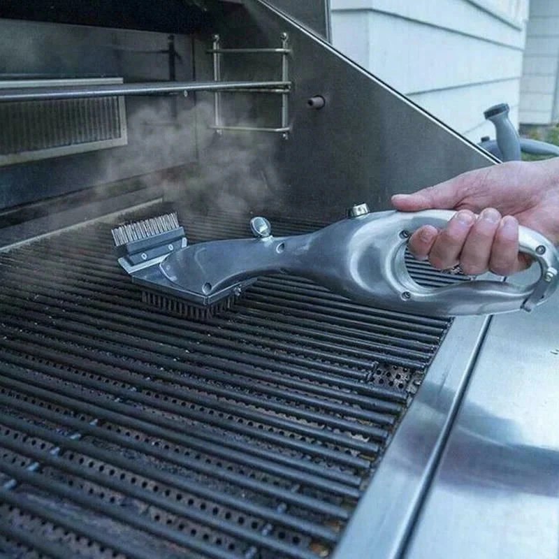 Barbecue Grill Outdoor Steam Cleaning Brush BBQ Cleaner Charcoal Scraper