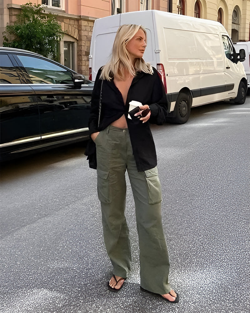 Adjustable Straight Fit Cargo Pants